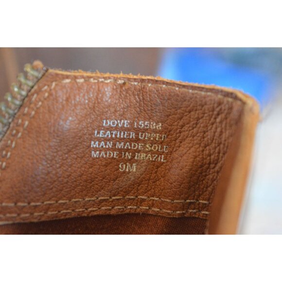 Women's Dove Brown Leather Zip Mid Calf Cowboy Western Booties Size 9 Boho Fall - Picture 9 of 9